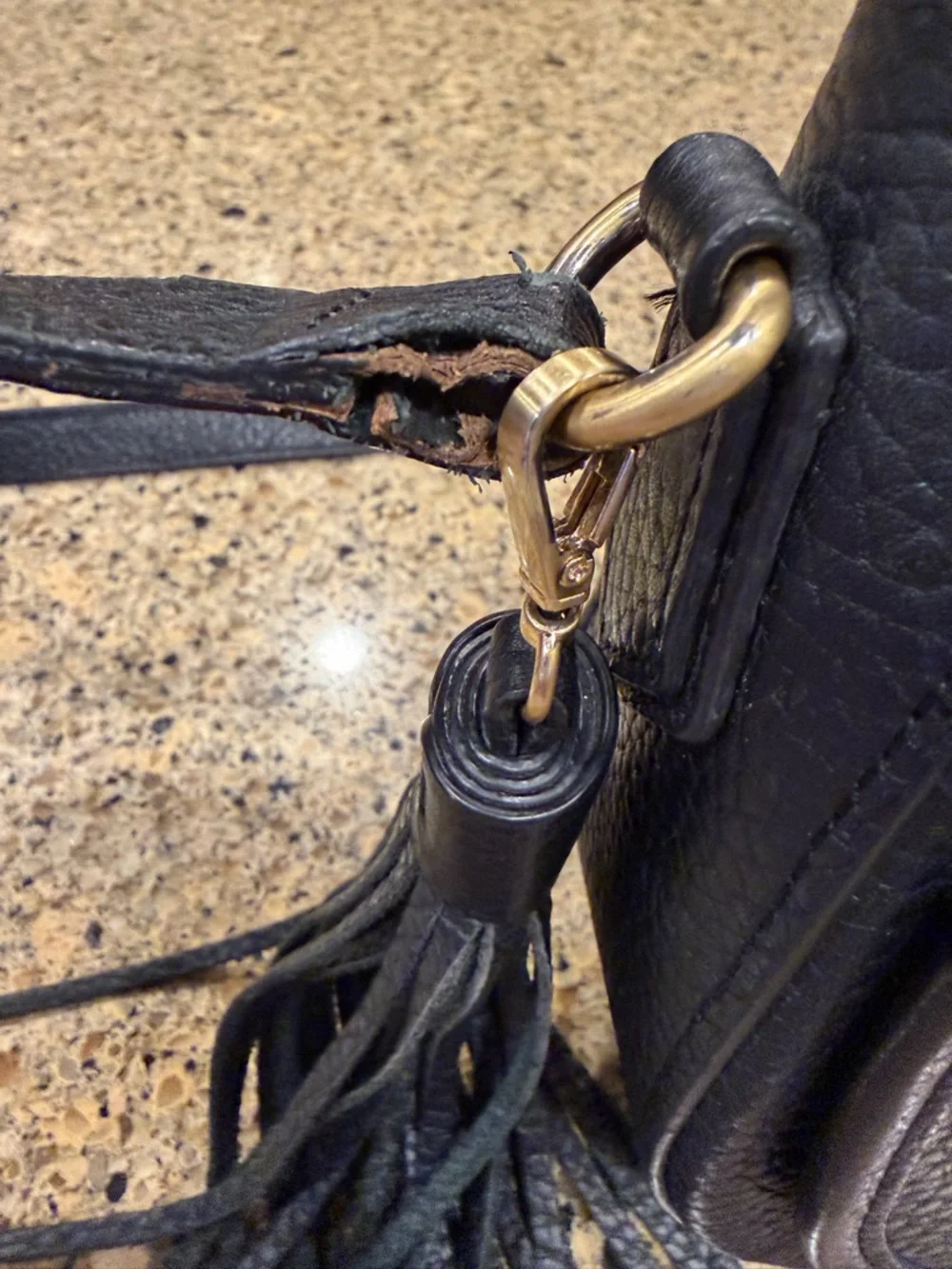 Gigi New York Cross Grain Leather Black Saddle Bag